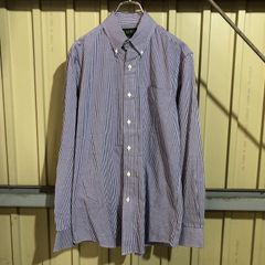 395 LAUREN RALPH LAUREN 長袖 チェックシャツ 15 1/2 M位 パープル ローレンラルフローレン ギンガムチェック ボタンダウン 古着卸 アメリカ仕入