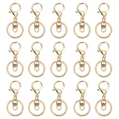 【人気商品】HappyHome ナスカン ゴールド 15個セット アクセサリーパーツ キーホルダー金具 キーリング 回転フック付き (ゴールド)