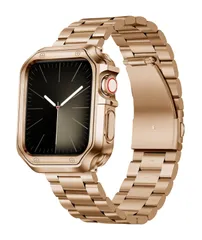 新品 コンパチブル Apple Watch バンド 38mm 40mm 41mm 42mm 44mm 45mm 49mm マットステンレス鋼時計ベルト コンパチブル アップルウォッチバンド ポリッシュ仕上げTPUケース コンパチブルiWatch Series