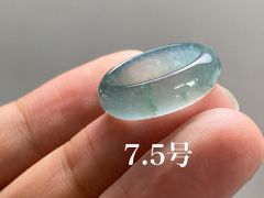 L12-142 ピンキーリング 氷種 灰青緑 7.5号 天然グアテマラ産 A貨 本翡翠 くりぬき リング