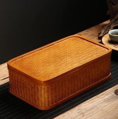 新品・未使用】 茶道具籠/茶道具/竹編細工籠/收納盒/竹細工