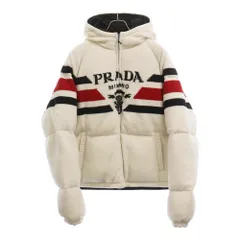 PRADA (プラダ) ウールカシミヤ混紡 ロゴジャガードダウンジャケット ホワイト SGC017 S212 10PA