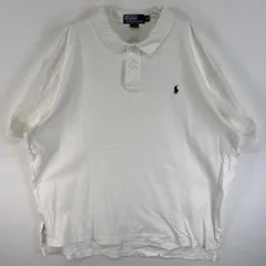 古着 90's/90年代 ポロバイラルフローレン Polo by Ralph Lauren 半袖 ポロシャツ ワンポイント ロゴ 刺繍 大きいサイズ 2ボタン XL  ホワイト 無地 メンズ