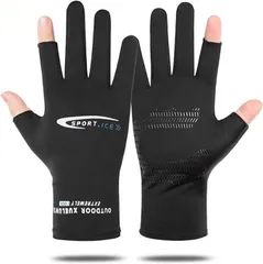 【在庫処分】uvカット 手袋 メンズ 春夏 運転用手袋 薄い uv グローブ 2本指だし フルフィンガー 冷感手袋 通気速乾 日焼け防止 滑り止め付き 黒い手袋 自転車 サイクル 釣り ランニング 登山 テニス ゴルフ ドライブ アウトドア 日よけ手袋