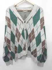 ◇ ⊇ MONO-MART モノマート 長袖 ニット カーディガン サイズM ライトグレー マルチ メンズ P  【1410160019306】