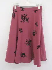 ◇ Fabulous Angela 花柄 ウエストゴム 膝下丈 フレア スカート サイズF ピンク系 ブラック レディース P  【中古】 【1209300010071】