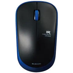 エレコム マウス ワイヤレス (レシーバー付属) Mサイズ 3ボタン 静音 IRセンサー 省電力 ブルー M-IR07DRSBU 0