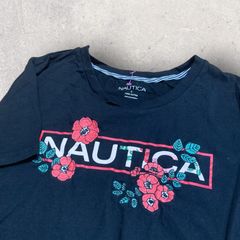 US古着 NAUTICA ノーティカ 花 フラワー ボタニカル 植物 Tシャツ L ブラック