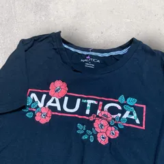 US古着 NAUTICA ノーティカ 花 フラワー ボタニカル 植物 Tシャツ L ブラックのサムネイル