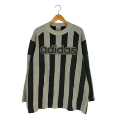 アディダス adidas 80s デサント製 ストライプ ロゴワッペン クルーネックスウェット メンズ  M-L