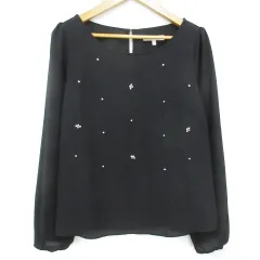 プロポーション ボディドレッシング PROPORTION BODY DRESSING ブラウス カットソー 長袖 ラウンドネック 透け感 ビジュー 2 黒 ブラック /FF38のサムネイル