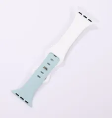 新品未使用 Apple Watch 42/41/40/38mm シリコン バンド ホワイト グリーン スリム 細い ツートン