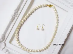 コットンパールネックレス＆ピアス（イヤリング）セット