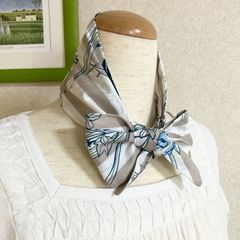 ストライプ＆花柄のスカーフみたいなロングネッククーラー、保冷剤ポケット付き