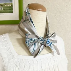 ストライプ＆花柄のスカーフみたいなロングネッククーラー、保冷剤ポケット付き