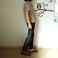 【SALE】asana ヘンプコットン 刺し子 ジャージパンツ●草木染めマクガ