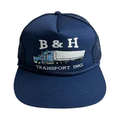 【キャップ/帽子】B&H Transport (ビーアンドエイチ トランスポート)  メッシュキャップ　トラック　刺繍ロゴ　ネイビー　紺