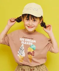 どっちもちょーだいアイスグラフィックTシャツ p.premier P307015　キャメル
