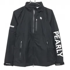 【新品】パーリーゲイツ 2WAYレインジャケット ダークネイビー×白 地模様 袖着脱可  レディース 0(S) ゴルフウェア PEARLY GATES