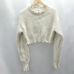 ◇ ⊇ SLY スライ 丸首ダメージニット 長袖 ショートダメージニット サイズF ベージュ系 レディース E  【1505290007207】