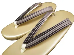 草履 日本製 縞模様 カジュアル 美品 藤色 パールがかったベージュ系 Ｌサイズ ２４ｃｍ W19462 k883r