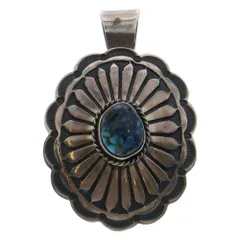 INDIAN JEWELRY (インディアンジュエリー) ナバホ族 Andy Cadman アンディキャドマン スタンプワークターコイズペンダントトップ シルバー