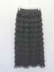 ◇ ⊂ Loueme ルエム ロング丈 ティアード スカート サイズF ブラック レディース E  【1506180008250】