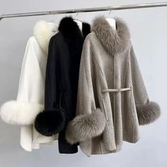 美品✨ SAGA FURS カシミヤ100% ブルーフォックスポンチョケープ着物