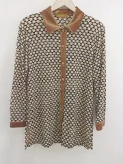 ◇ LANCEL ランセル デザイン 長袖 チュニック シャツ サイズM ベージュ ブラック レディース  【中古】 【1206280002843】