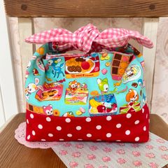 リボン結びのお弁当袋☆保温保冷ランチバッグ☆はいから横丁☆昭和レトロ☆レトロ