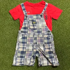 キッズ古着　セット売り MLBエンゼルス Tシャツ 3T   オシュコシュ　チェック柄オーバーオール　100