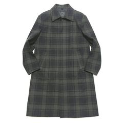 T-JACKET ティージャケット コート / タータンチェック 中綿入り ステンカラーコート / バルマカーンコート グリーン / メンズ イタリア ビジネス カジュアル / 13901003