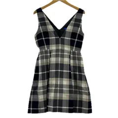 BLUE LABEL CRESTBRIDGE ブルーレーベル クレストブリッジ チェック柄 両Vネック ボックス ミニワンピース size36/ネイビー×ベージュ