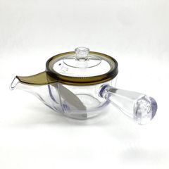 割れない透明急須 ブラウン（野口熊太郎茶園ロゴ入り） お茶の淹れ方リーフレット付き 日本製 プラスチック製 緑茶・紅茶・ほうじ茶・烏龍茶・ハーブティー対応 水出し・氷出し対応