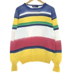古着 ラルフローレン Ralph Lauren POLO by Ralph Lauren マルチボーダー コットンニットセーター メンズL相当/eaa502210
