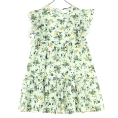 未使用 ZARA ザラ 花柄 フレンチスリーブ フリル 膝丈ワンピース M ホワイト レディース 古着