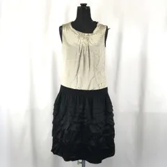BALLSEY/ボールジー★シルク100％/ノースリーブワンピースドレス/膝丈スカート【38/M/ゴールド×ブラック】◆BG482<sale>
