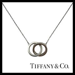 Y【TIFFANY&Co.】1837 インターロッキング サークル ネックレス SV925 SILVER/シルバー 総重量約4.9g ダブルナロー リング ペンダント ティファニー (46460TT3a)