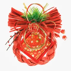 注連縄 初穂飾り リース 天然素材 水引飾り しめ縄 和モダンお正月飾り モダン 玄関飾り 玄関 神棚 しめ飾り 台所 正月飾り おしゃれ 迎春 (赤金梅結び18cmしめ縄)