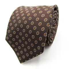 タカキュー ブランド ネクタイ 総柄 ドット柄 シルク混 中国製 PO  メンズ ブラウン TAKA Q 【中古】