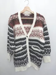 ◇ ⊇ AMERICAN HOLIC 総柄 オーバーサイズ ニット カーディガン サイズM ホワイト系 マルチ レディース P  【1409090030093】