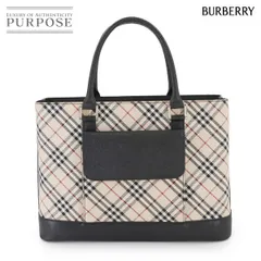 未使用 展示品 バーバリー BURBERRY ノバチェック トート バッグ キャンバス レザー ベージュ ブラック シルバー 金具 Tote Bag 90287298