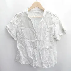 ◇ ⊂Φ SLOBE IENA スローブ イエナ 麻100% 半袖 シャツ サイズ表記なし ライトブルー レディース E  【1502180058226】