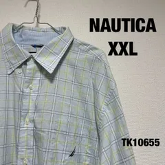 NAUTICA XXL ノーティカ シャツ 長袖 チェック ライトブルー カジュアル USA 古着 TK10655