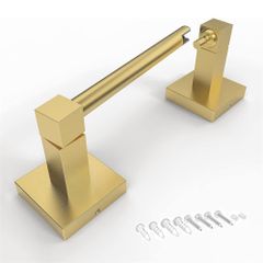 壁掛けタオル掛け 紙巻器 バスルーム用 ダブルポスト 回転式 ビス止め 正方形ティッシュホルダー ロールホルダー 壁掛け ハンガー トイレットペーパースタンド トイレットペーパーホルダー (ゴールド)