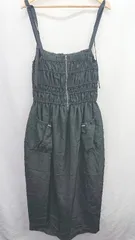 ◇ ⊂ emmi エミ シャーリング サロペット風 ロング ワンピース サイズ1 ブラック レディース E  【1507030014865】