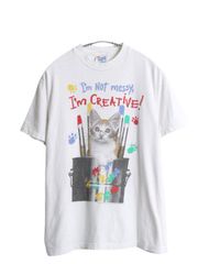 猫プリントTシャツ My Many Moods 白 半袖 ユニセックス - メルカリ