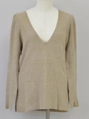 セオリーリュクス Theory luxe ニット Vネック コットン カシミヤ 38サイズ ベージュ レディース u_s F-M9611