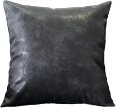 Queen-b クッションカバー 45x45cm 本革のような質感 PUレザー おしゃれ 座布団 背当て 枕 ソファー フェイクレザー 正方形 インテリア 装飾(ダークグレー,  45cmx45cm(1 枚組))