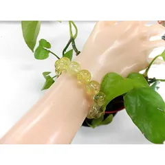 天然石 クラック水晶12.5ｍｍ玉ブレスレット 内周18cm